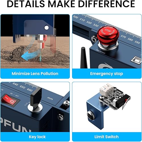 Miniatura 5 de SCULPFUN Grabador láser S30 Ultra con asistencia de aire, cortador láser de salida de 11 W, máquina de grabado láser de mayor precisión, grabador
