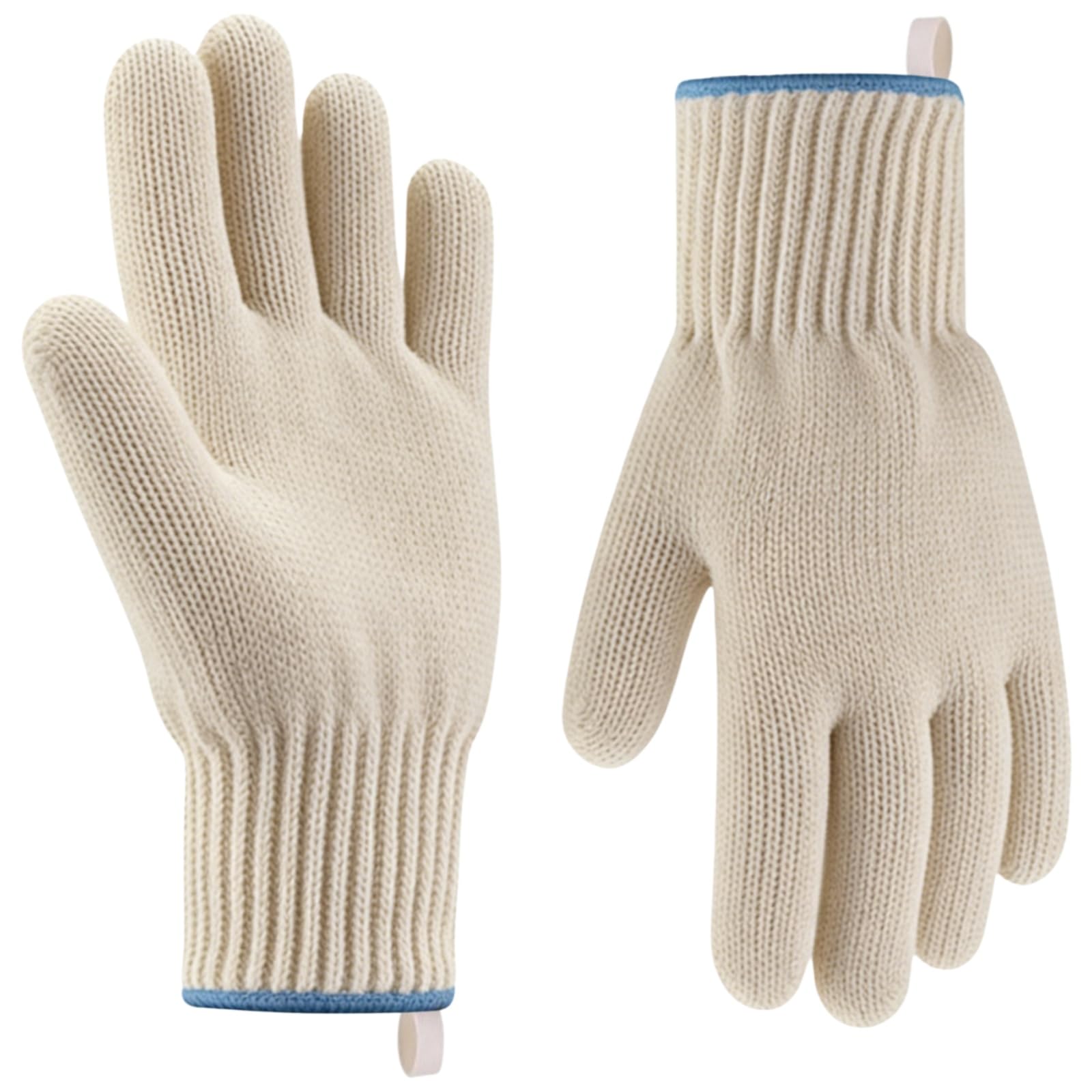 Heat Resistant Oven Gloves, Double-Layer Non-Slip & with Fingers Grill Glove, Heat Resistant Knitted Cotton Gloves, for Cooking, Baking, Grilling, Reusable, 1 Pair
