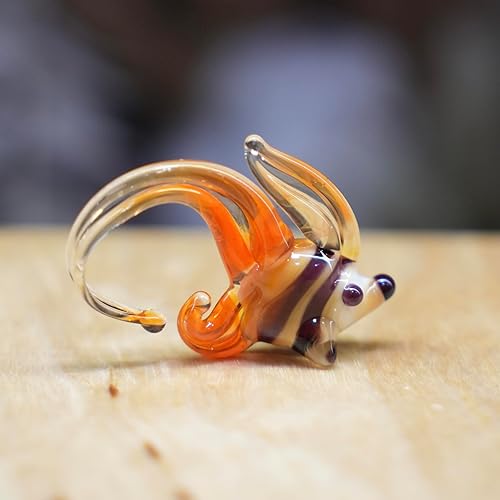 Miniatura 6 de 1 Orange Glass Fish Figurine Hand-Blown Murano-Style Miniature Collectible Fish Ornament for Dollhouse, Shelf & Desk