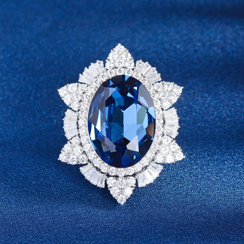 Image of Blue Rhinestone Brooches and Pins for Women Laple Pin for Men Denim Jacket Accessory Jewelry Gift