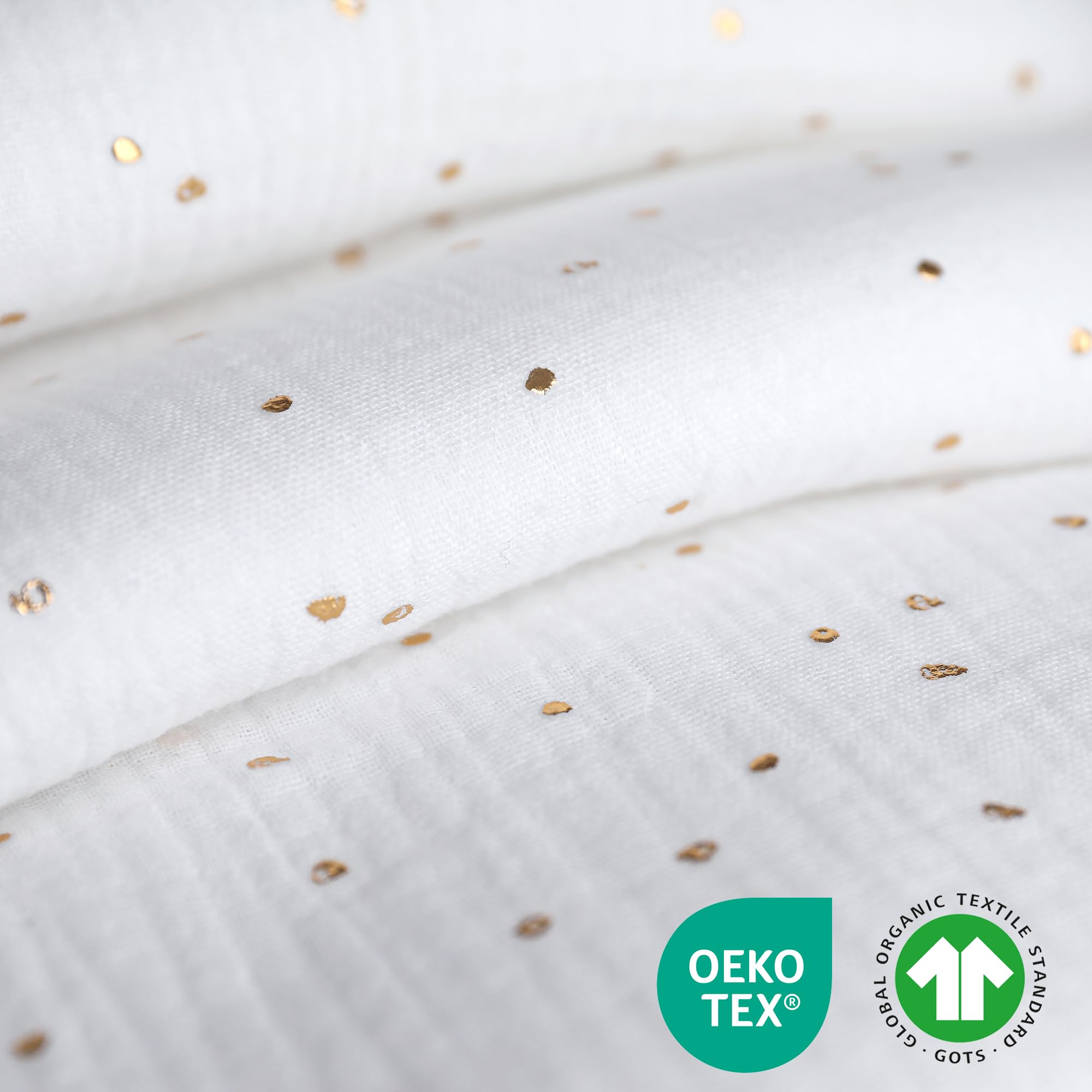 Tenda Letto Bambini 100% Cotone - Tenda per Letto Bambini Montessori 80x160 e 90x200cm - Modelo 1 (Bianco/Oro, 120 x 370 cm)