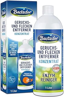 Bactador Enzymreiniger Konzentrat 1L - Geruchsentferner & Fleckenentferner - Mikrobiologischer Geruchsneutralisierer - Hundeurin / Katzenurin Entferner - Porentiefe Reinigung - Ergibt bis zu 50 Liter