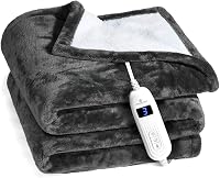MedicalKing Heated Electric Blanket Throw - Machine Washable, Ultra Soft, 10 Heat Levels, Fast Heating & Auto Shut-Off, Gray 50x60"
