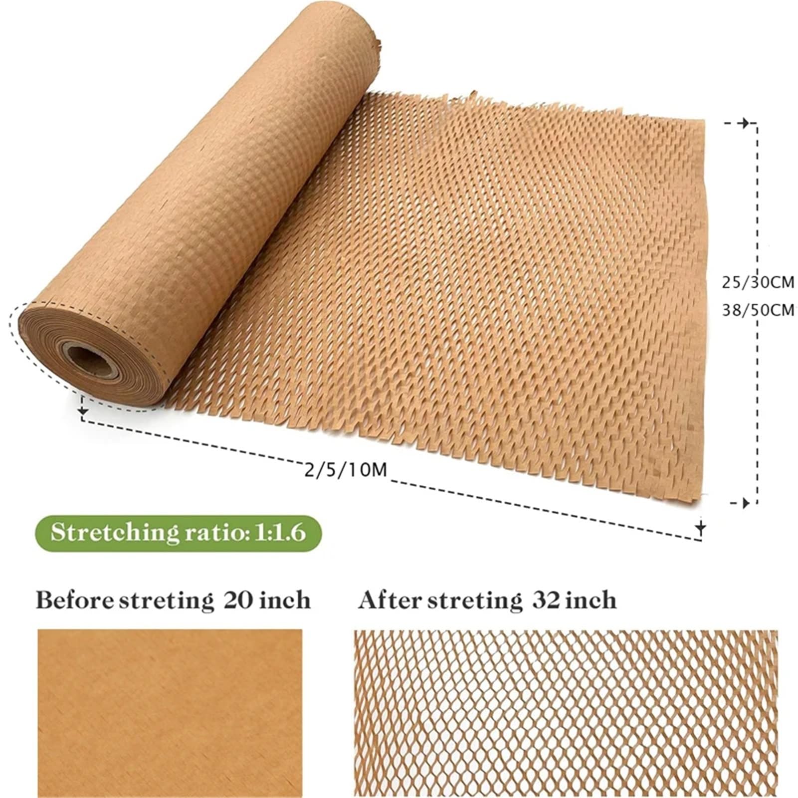 Rouleau de papier alvéolé Rouleau de film à bulles alvéolé 2 10 m for déménagement, expédition et emballage cadeaux(White,W50cm X L10m)