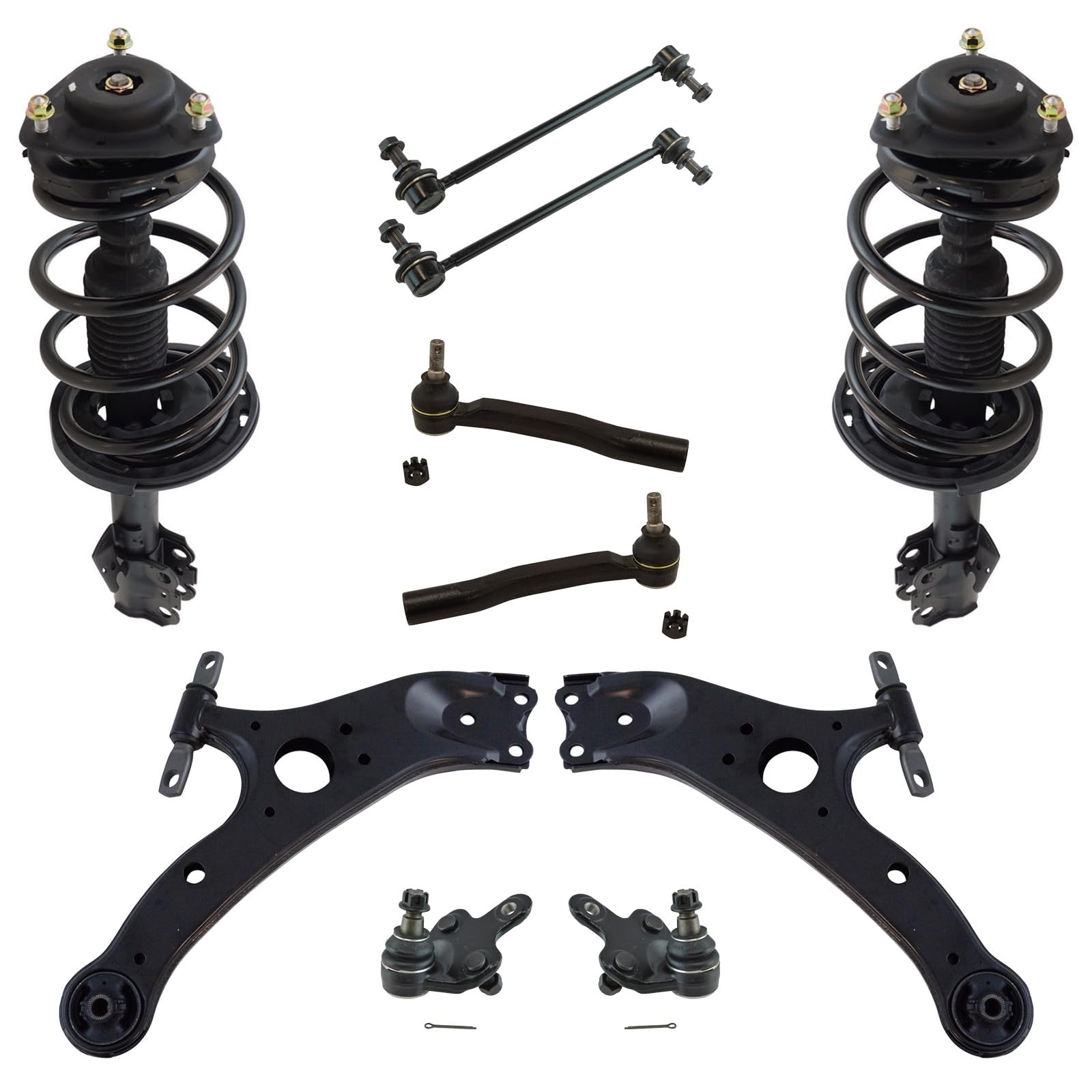 Photo 1 of *** partial set - only one strut **** TRQ Front Steering & Suspension Kit Ball Joint Complete Strut & Coil Spring Assembly Control Arm Sway Bar Stabilizer Link Tie Rod Compatible with 2011-2014 Toyota Sienna