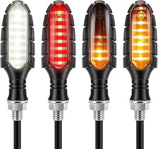 GoldOars 4 Stück Motorrad Blinker Fließende Blinker Motorrad Blinker Tagfahrlicht Bremslichter 12 V für Motorrad (Transpar...