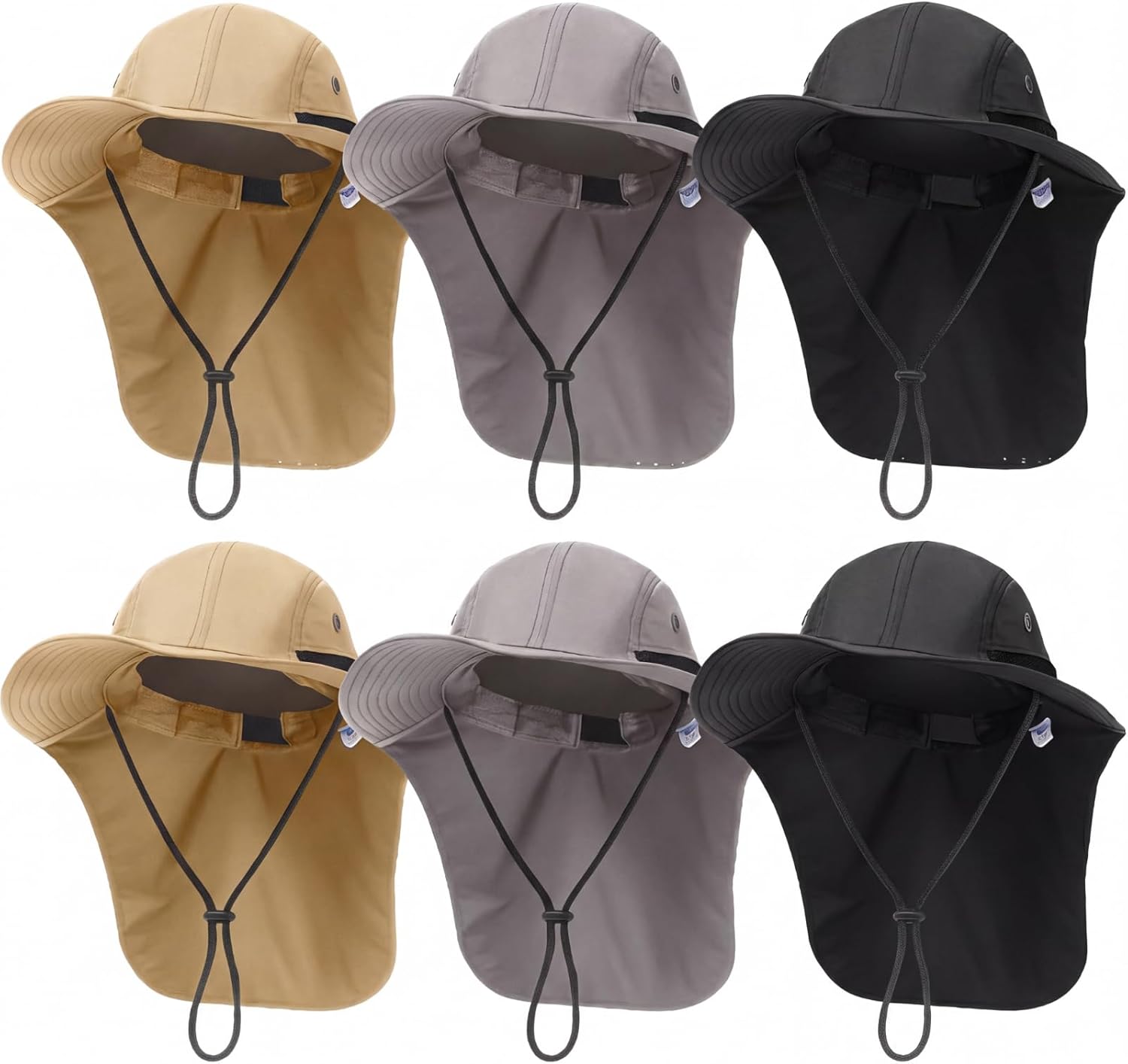 Therwen Sun Hats with Neck Flap for Men Women Unisex Hiking Safari Hat Wide Brim UV Sun Protection Cap for Outdoor