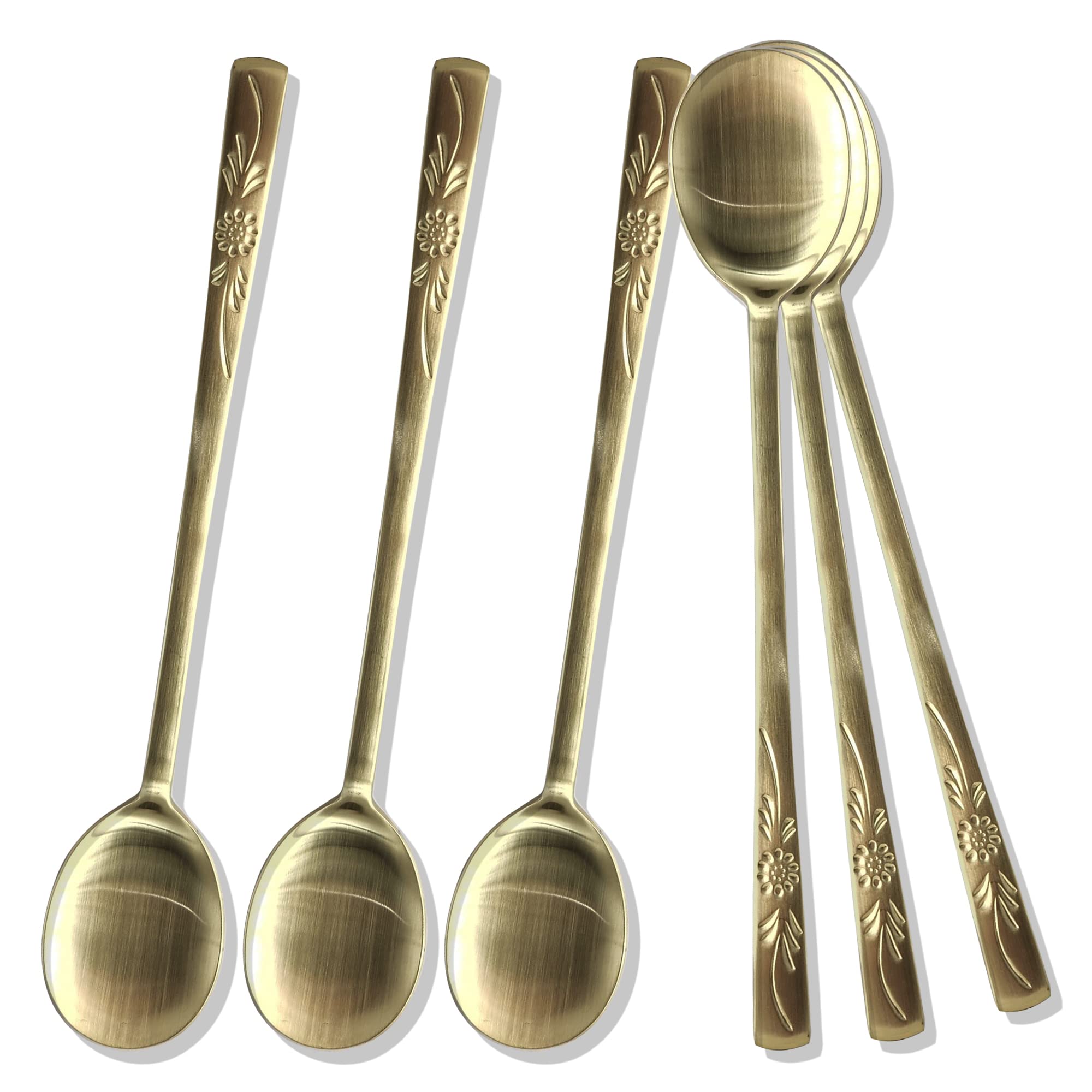 [6 unidades] [Hecho en Corea] Cuchara de sopa de estilo coreano de 8.5 pulgadas, de acero inoxidable 304 (18/10), cuchara de cena, cuchara de mesa, cuchara de arroz, cuchara de helado (girasol,