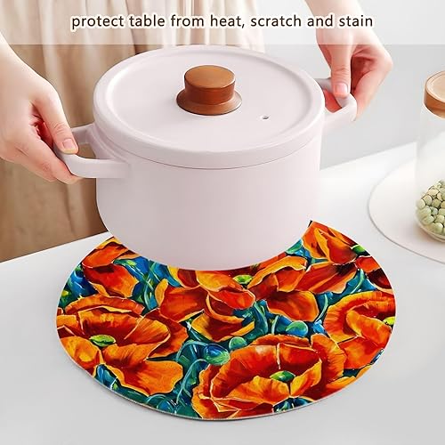 Miniatura 5 de 3 Pcs Extra Large Trivet Mat for Hot Pots and Pans 15in Cotton Thread Weave Absorb Water Pot Holder for Microwave Stove Home Accessories Orange