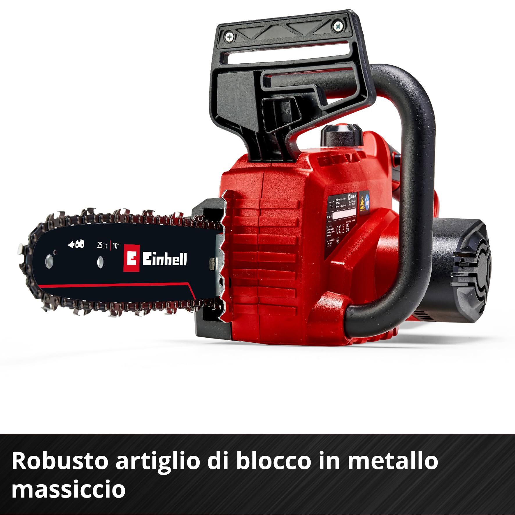 Einhell motosega a batteria GE-LC 18/25 Li-Solo Power X-Change (ioni di litio, 18 V, barra/catena di qualità OREGON, protezione antirimbalzo, perno di arresto catena, senza batteria e caricabatteria)