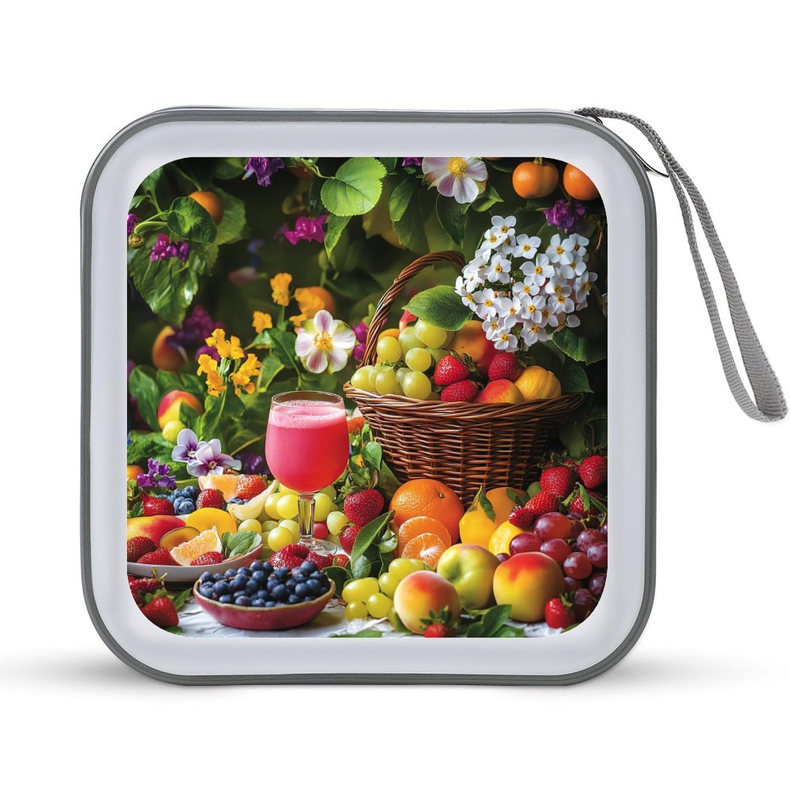 Flowers Fruits CD Case Plastic DVD Case Holder Wallet Disc Storage Organizer for Car Travel