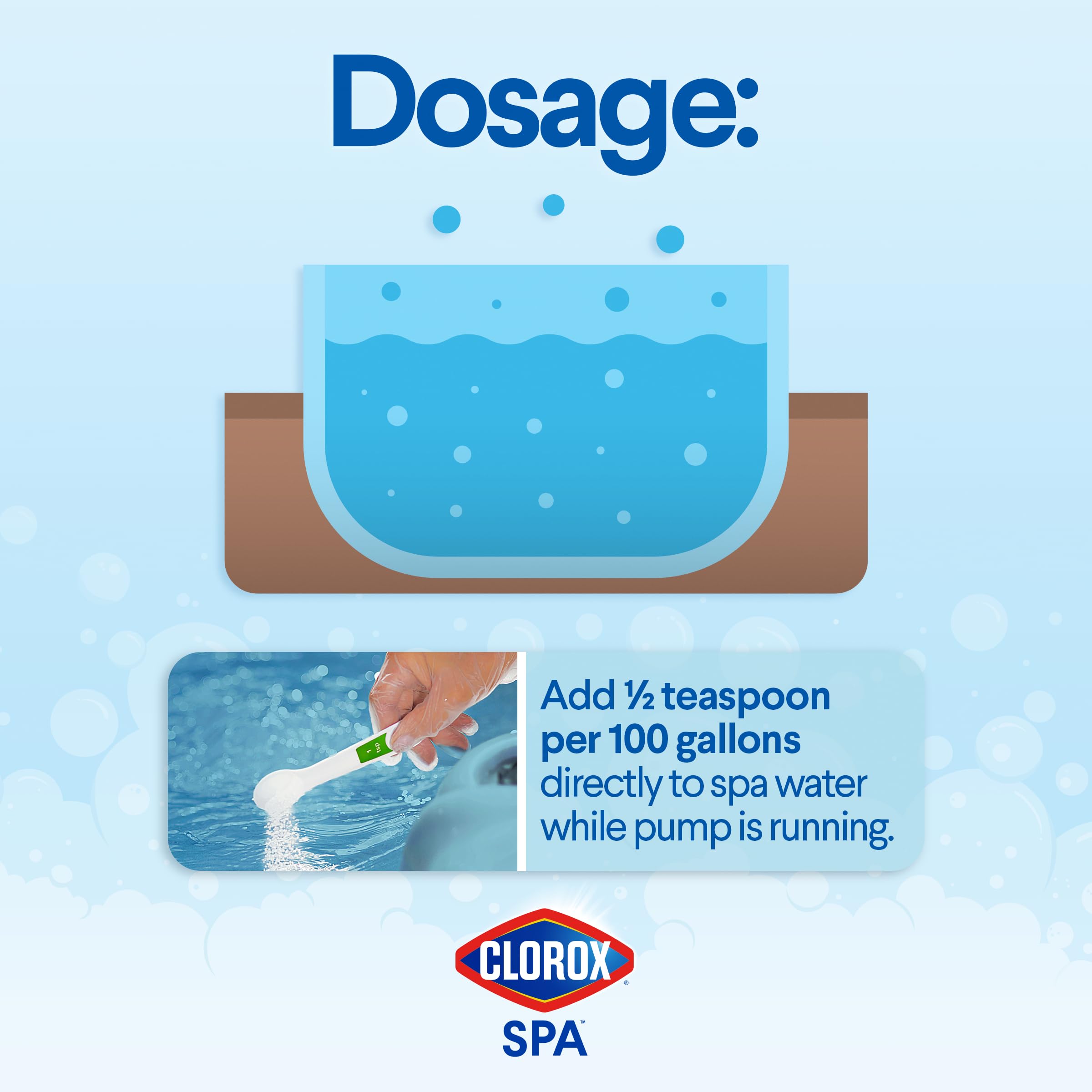 CLOROX Pool&Spa Spa Water All-in-One środek dezynfekujący i wstrząsowy, niszczy zanieczyszczenia, oczyszcza mętną wodę, 0,9 kg (1 opakowanie)
