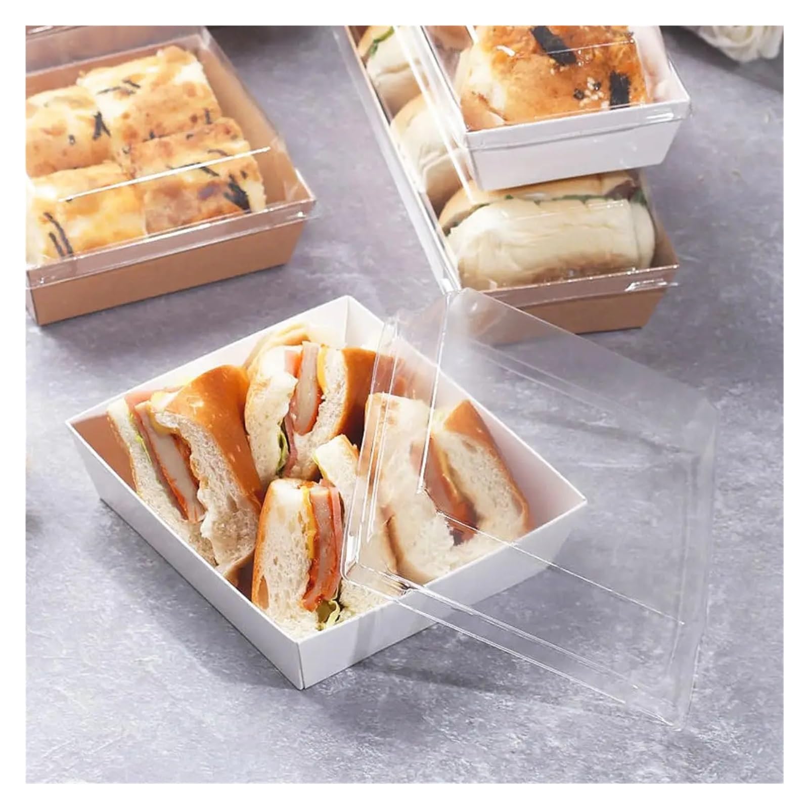 Kuchenbox, Opakowanie na ciasto papierowe, pieczywo, ciasteczka, pudełka prezentowe, wielokolorowe, 30/60 sztuk(White,60Pack)