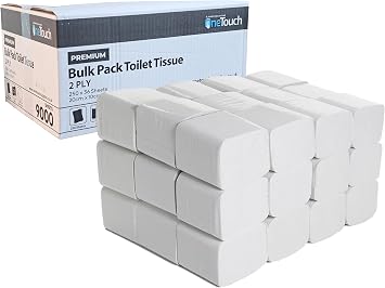 2 Ply Premium Bulk Pack Toilet Tissue Rolls, Soft, Strong and Absorbent Bulk Pack Paper White Dispenser Toilet Paper Fragrance Free Folded 9000 Sheets 250x36 Sheets