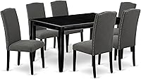 Vista 14 de East West Furniture DUEN5-MAH-66 - Juego de mesa de comedor de 5 piezas para 4 personas, incluye una mesa de cocina rectangular y 4 sillas