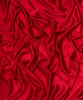 Stretch Satin Fabric by The Yard - 60” Wide, Premium Quality Silky Satin Charmeuse Fabric for Bridal Gowns, Wedding Dedor, Lingerie, Sewing (Red, 1 Yard)