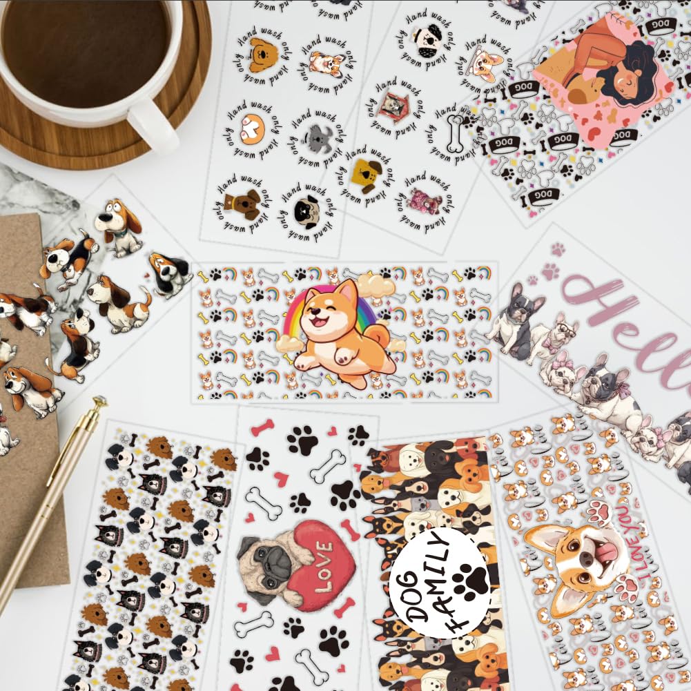 arricraft 10 Sheets Dog Theme UV DTF Cup Wrap for 16OZ Glass - Image 3