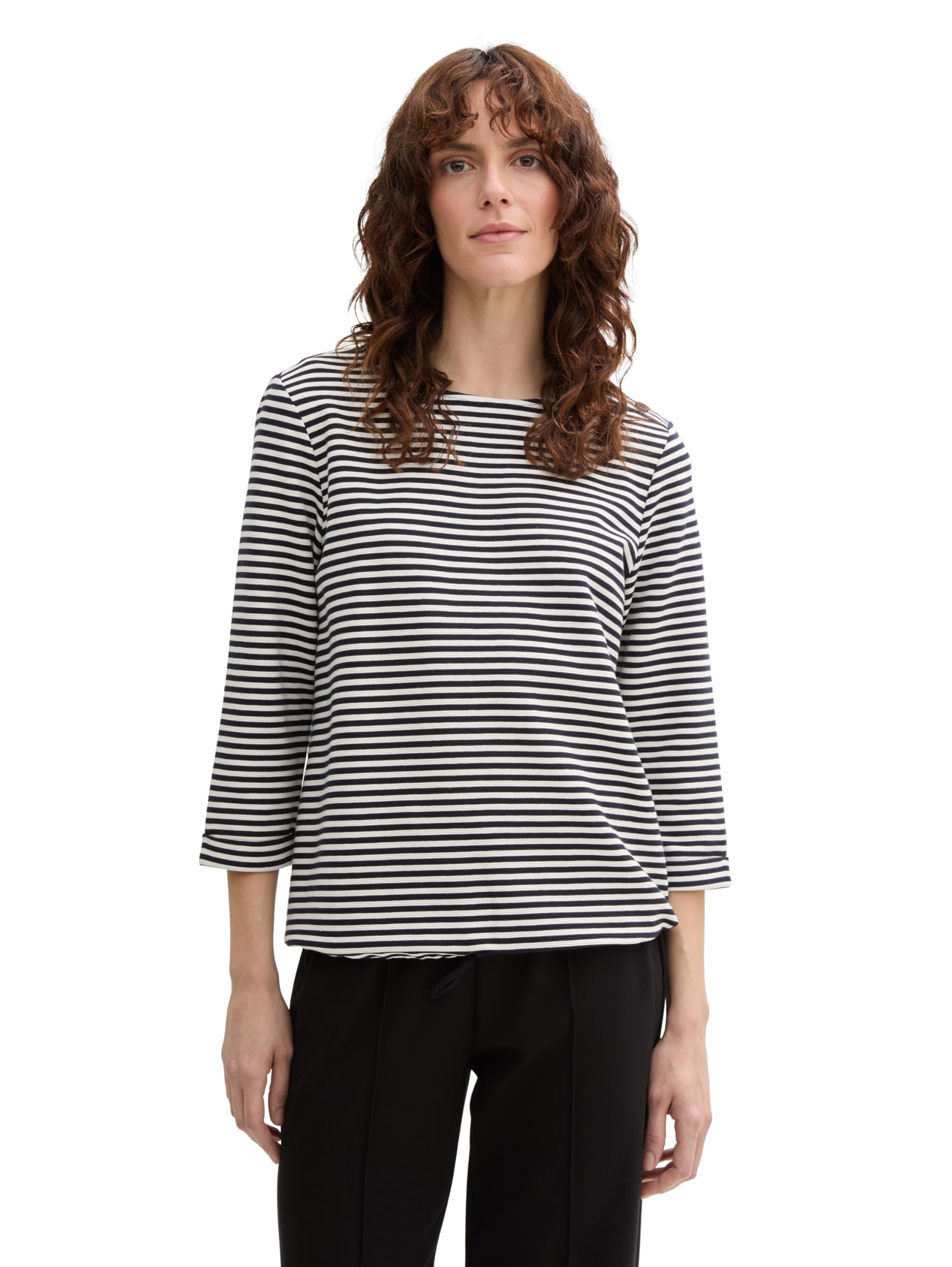 Tom Tailor Damen Langarmshirt mit Knopf-Details
