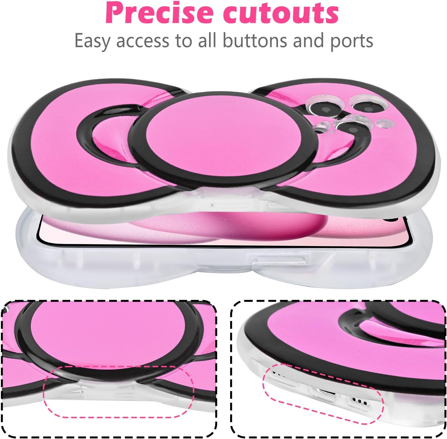 Pink 3D Bow Shaped Phone Case for iPhone 15 Pro image 4