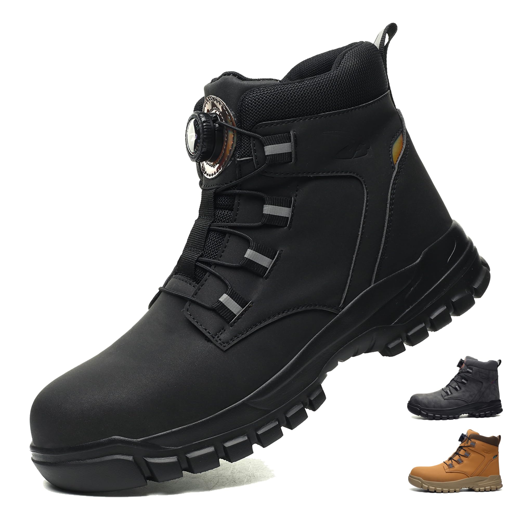 Steel Toe Cap Boots Mens Womens Waterproof Work Boots Anti Slip Lightweight Ankle Support Quick Lace Safety Boot