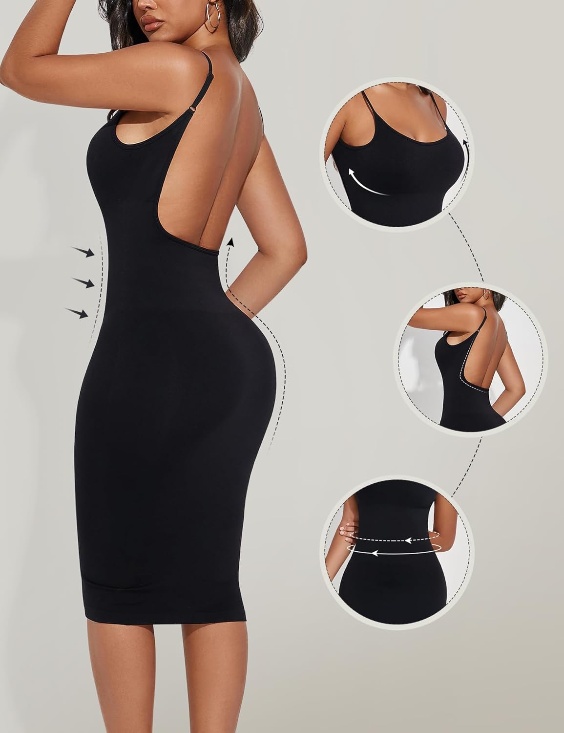 Backless Slip Dress for Women Tummy Control Low Back Shapewear Dresses Open Back Body Shaper Seamless Sexy Tank Tops - Image 2