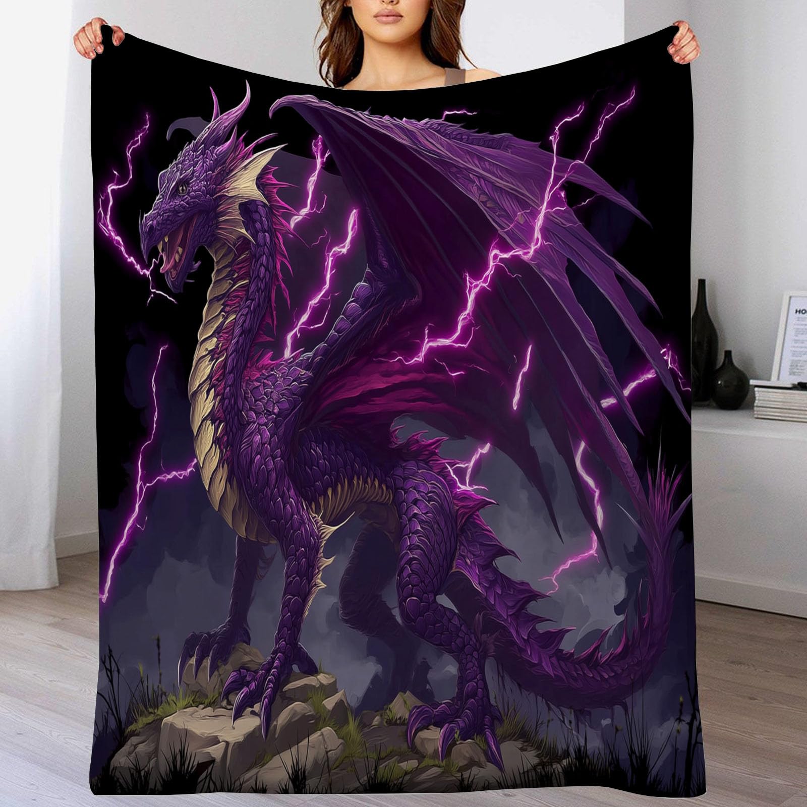 Couverture en flanelle dragon douce et chaude pour lit et canapé