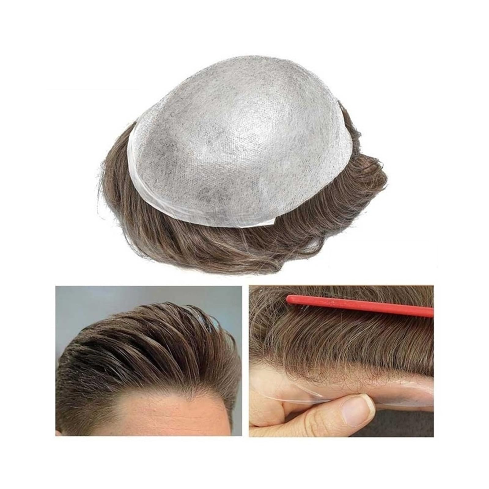 Stylizacja włosów z prawdziwych włosów dla mężczyzn, tupet średni blond (8 x 10)