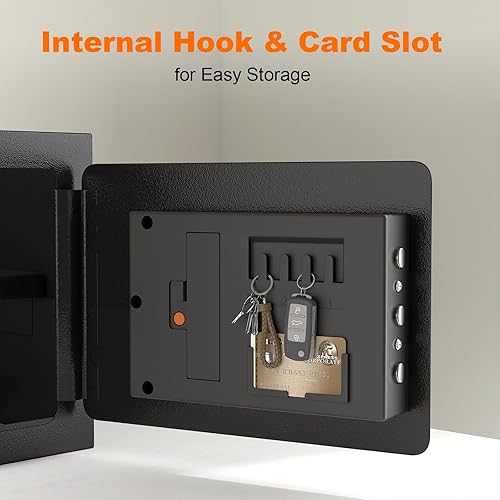 Miniatura 5 de Caja de seguridad, 1.0 pies cúbicos apilable, caja fuerte para efectivo con llave y teclado digital, cajas fuertes para uso doméstico a prueba de