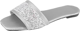SOUL 2 SOLE Flat comfortable slippers with a glittery strap upper,Sliver glitter,37