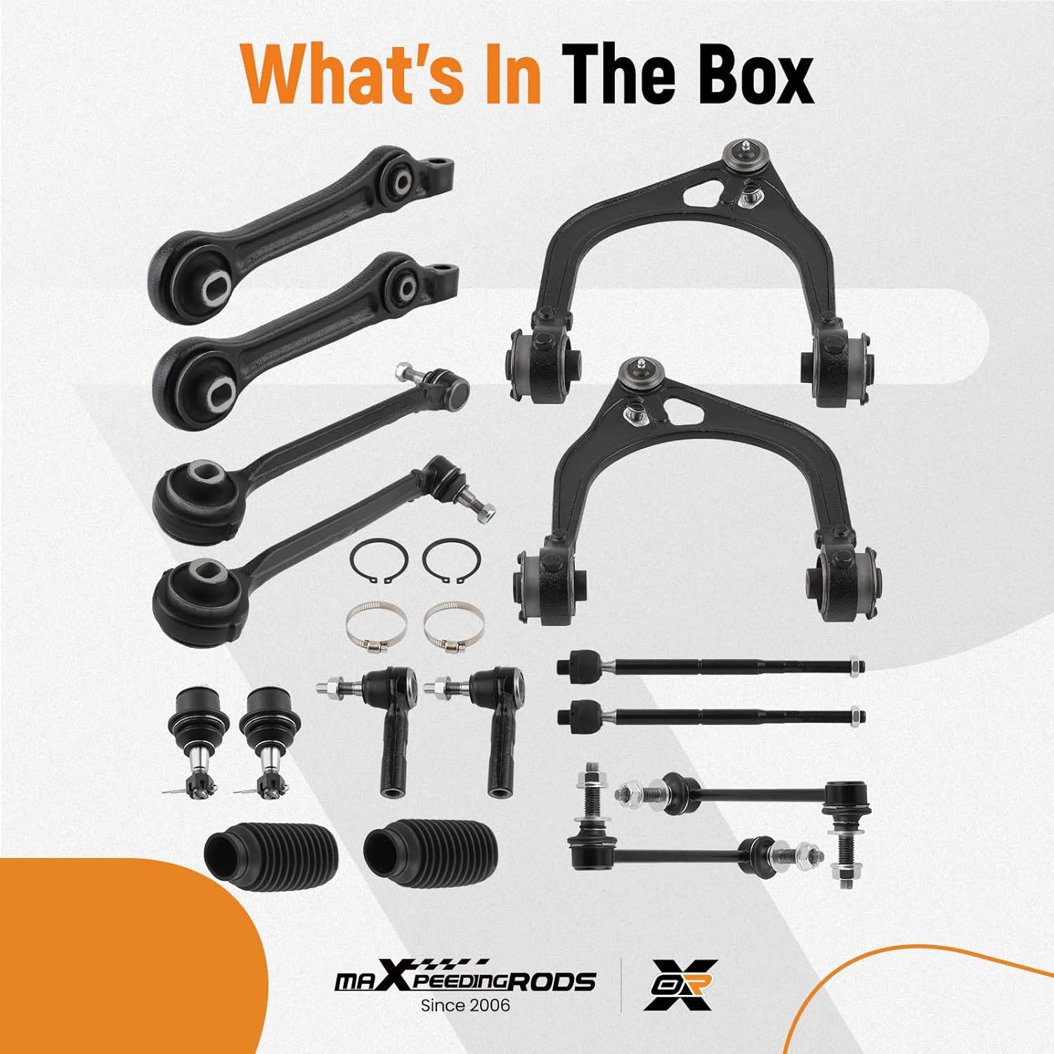 maXpeedingrods 16Pc Front Upper Lower Control Arm for Dodge Charger Challenger Magnum Chrysler 300 2005-2010, Suspension Kit Control Arm w/Ball Joint Sway Bar Link Tie Rod Boot