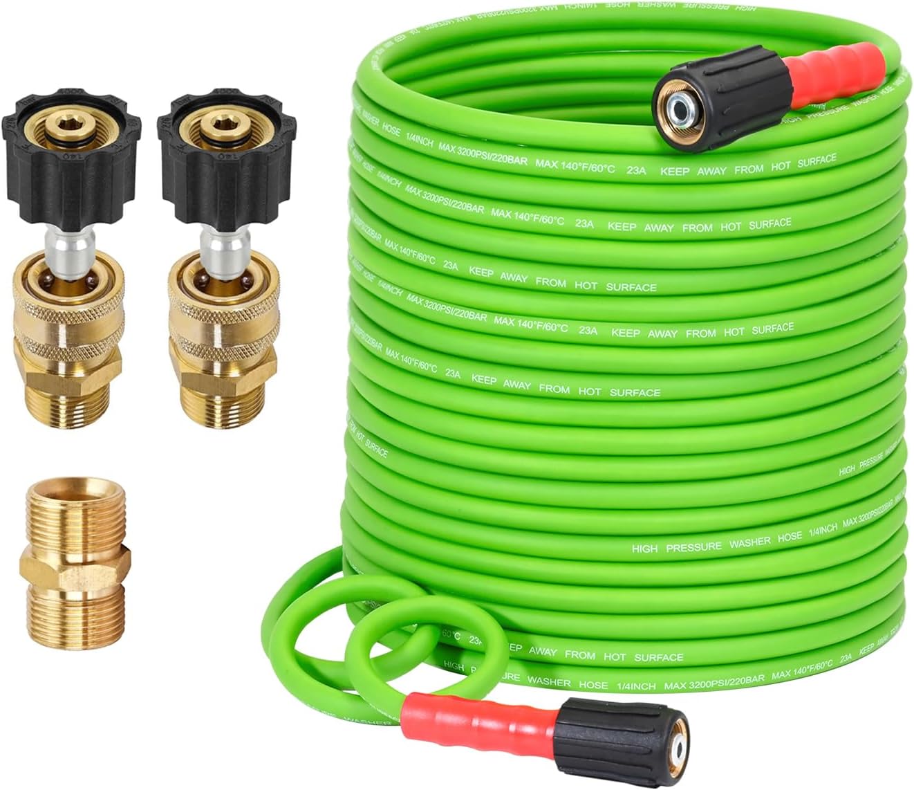 YAMATIC Super Flexible Pressure Washer Hose 100FT X 1/4", Kink Resistant 3200 PSI