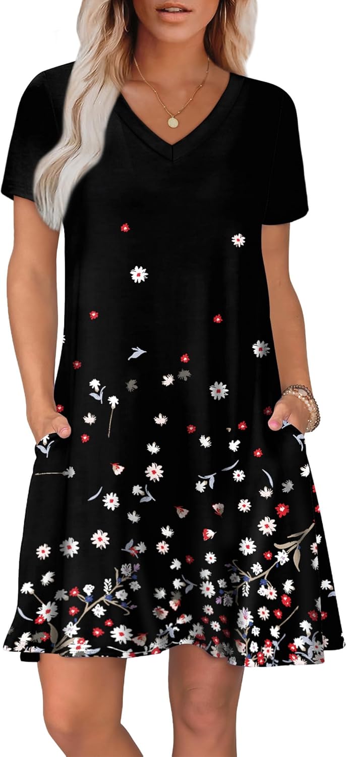 WIHOLL Dresses for Women Casual Summer Loose T Shirt Dress with Pockets Beach Vacation Outfits S-4XL - Image 2