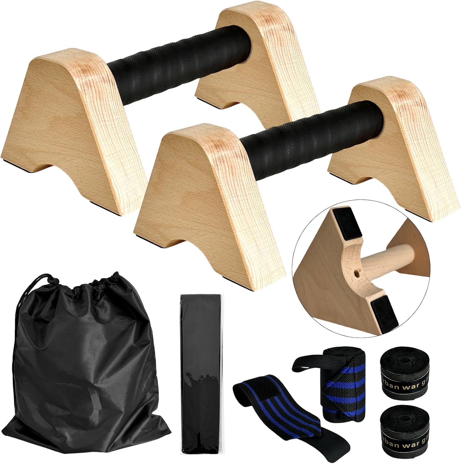 COODHI Premium Picket Push Up Bars, Non-Slip Base Joint-Pleasant Beech…