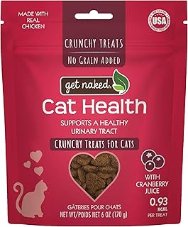 Get Naked Urinary Cat Health Treats with Cranberry & Real Chicken 6oz | Crunchy, Grain-Free, Natural Urinary Tract & Dental Care | Supports UT Support & Fresh Breath | Made in The USA