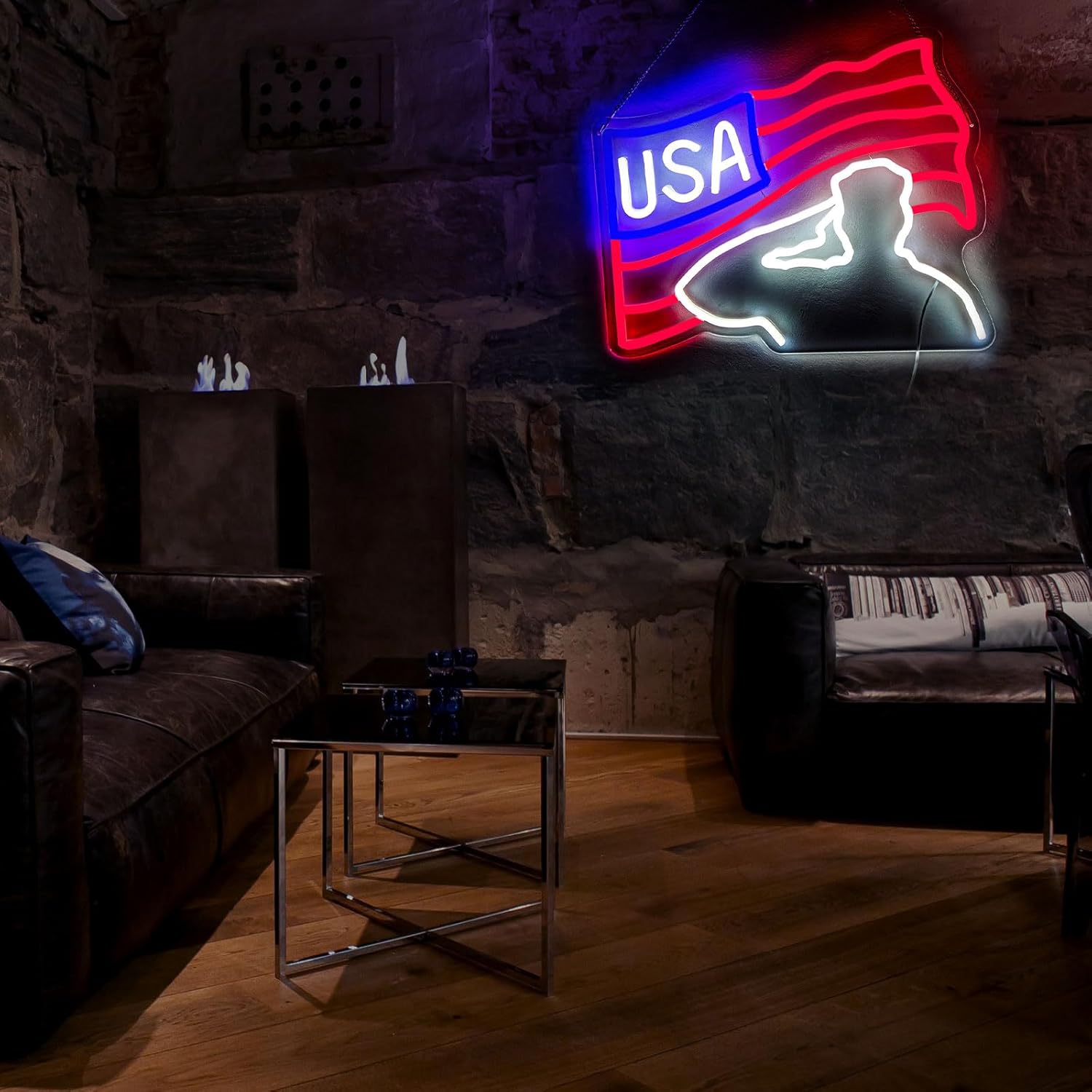 Veterans Day Neon Sign USA Flag Led Sign for Wall Decor Patriotic Neon Sign Bedroom Home Decor Classroom Art Student Gift Christmas Party