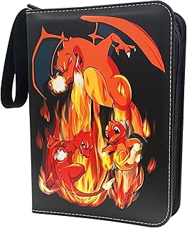 Trading Card Binder for Pokemon, 400 Cards Zipper Binder Card Holder Collectors with 50 Removable Sleeves, Carrying Card Binder Album, Card Book Folder Storage Organizer for Boys Girls