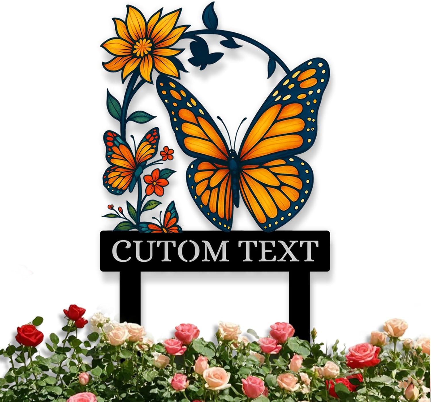 Personalized Garden Signs with Stakes, Colorful Butterfly