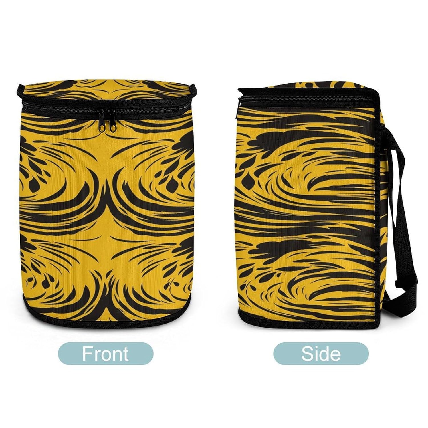 Mustard Yellow and Black Car Trash Can 5.4 Gallon Smell Proof Hanging Car Garbage Bag with Lid Multipurpose Vehicle Garbage Organizer Cars Trash Bag for Outdoor Travel Home Use