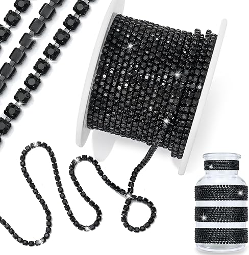 1 rollo de cadena de diamantes de imitación de 10 yardas, rollo de cadena cerrada de diamantes de imitación de cristal de 0.079 pulgadas, ribete de