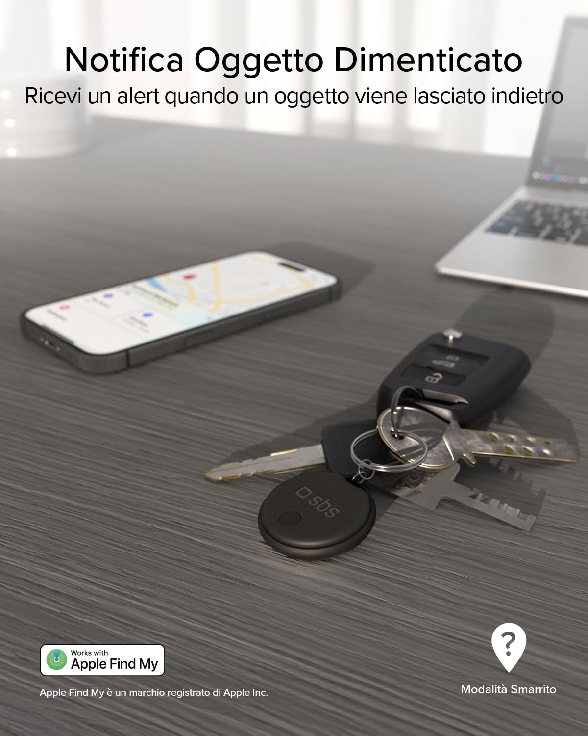 SBS Track My Dot Kit 4 Smart Tag Localizzatori Compatibili Apple Find My Google Find Hub Nero