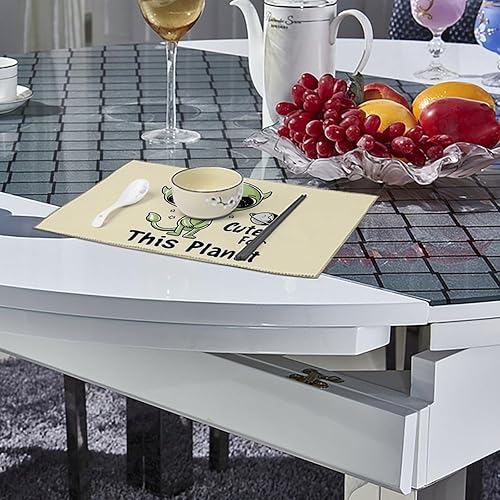 Miniatura 4 de Alienes Cute for This Planet Placemats Set of 6 Resistant Table Mats Washable Place Mats for Dinner Party Table Decoration