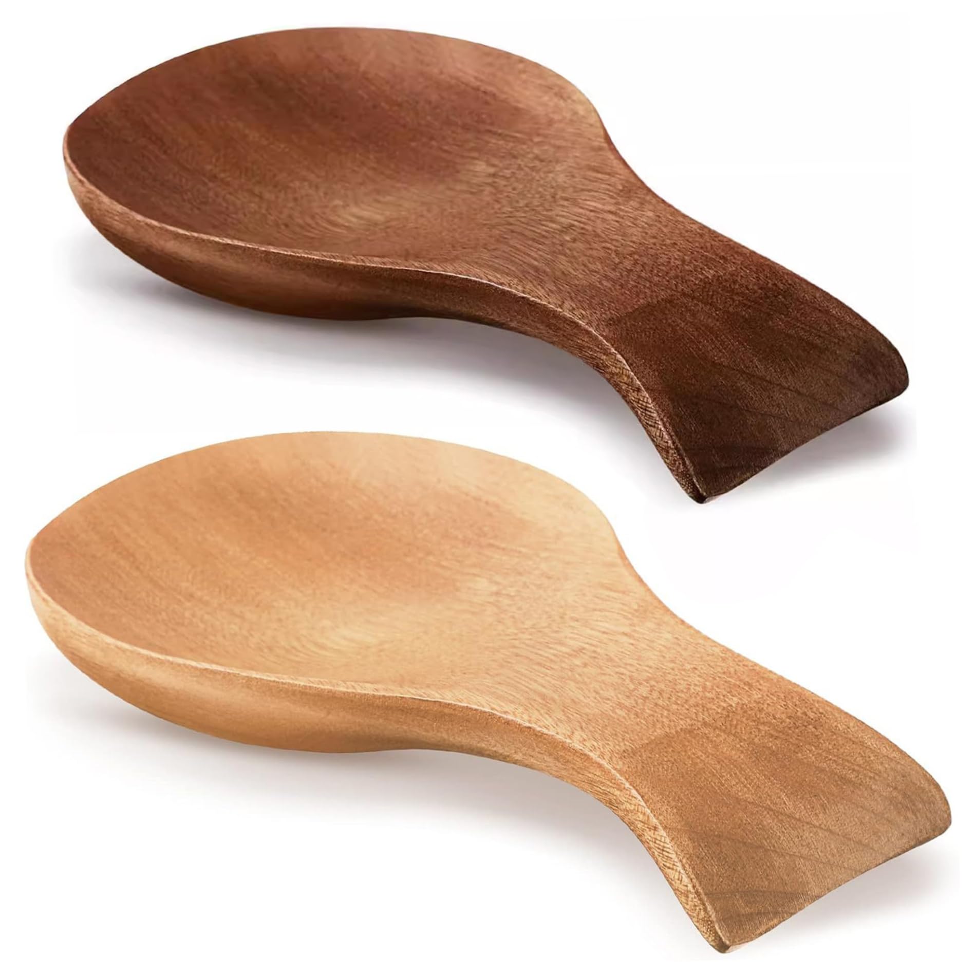 Neptuiby Wooden Spoon Rest Set of 2, Natural Bamboo Spoon Holder with Anti-Drip Edge for Kitchen Counter, Utensil Rest for Spatula, Ladle.