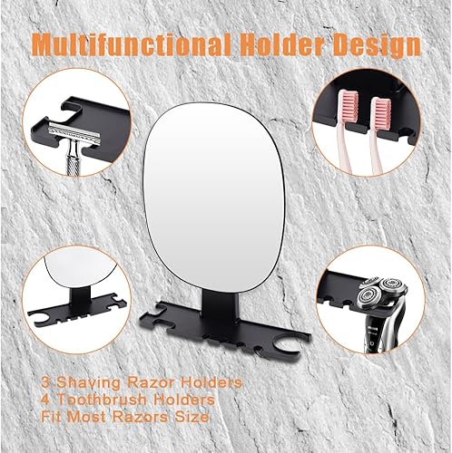 Miniatura 3 de Lflwacy Shower Mirror Fogless for Shaving, Shower Shaving Mirror with Razor Holder, Anti Fog Mirror for Shower, Bathroom Shower Mirror, Shatterproof