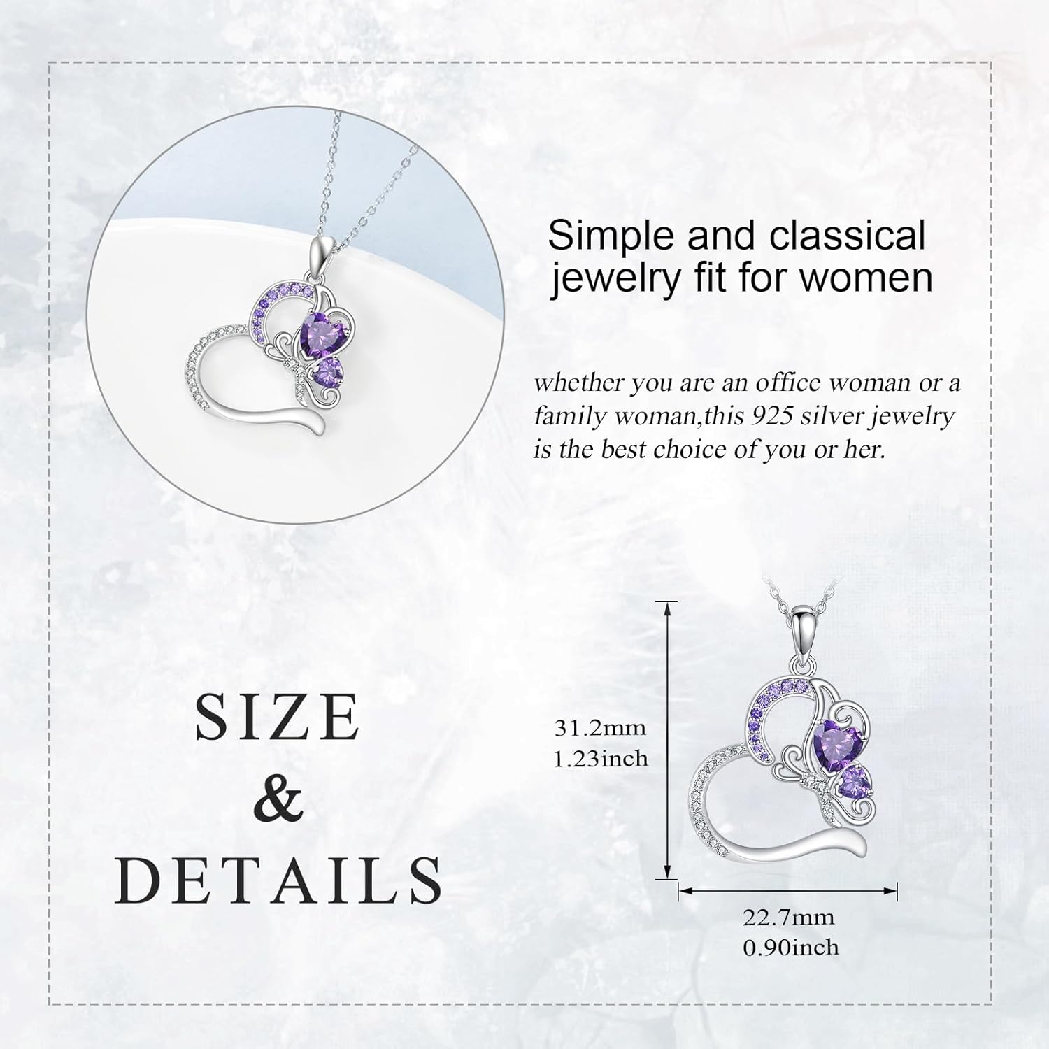 Butterfly Necklace 925 Sterling Silver Heart Butterfly Pendant Necklace Cubic Zircon Butterfly Necklace for Women - Image 4