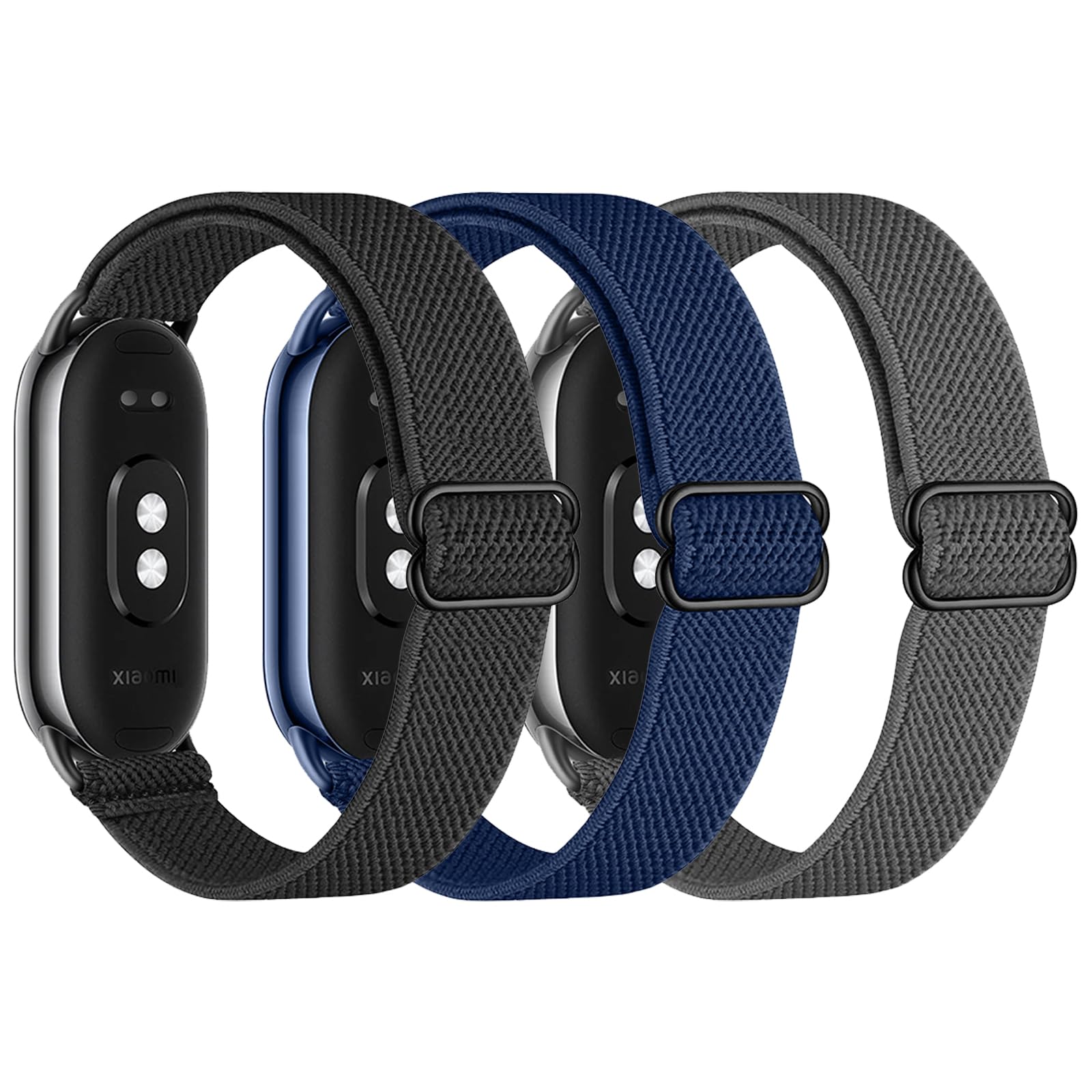 3 Pezzi Cinturino in Nylon Compatibile con Xiaomi Smart Band 9/Xiaomi Smart Band 8, Cinturino Solo per Xiaomi Mi Band 8/9, Morbido Cinturini per Donna Uomo