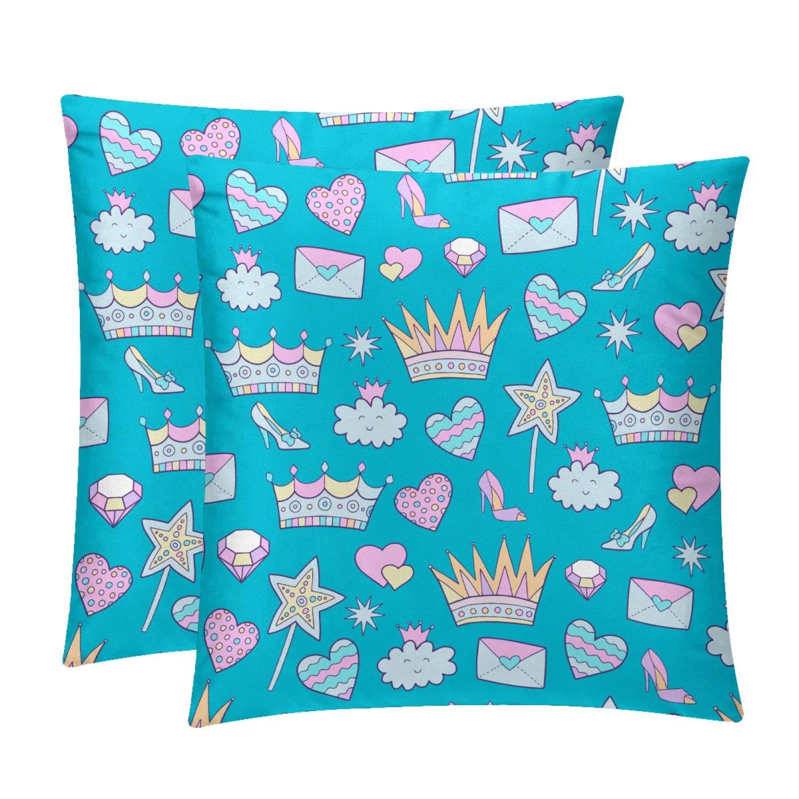 TDGKPZ Girls Throw Pillow Cases 2 Pack Pillowcases Zipper Cushion Covers For Bedroom Living Room 50x50cm
