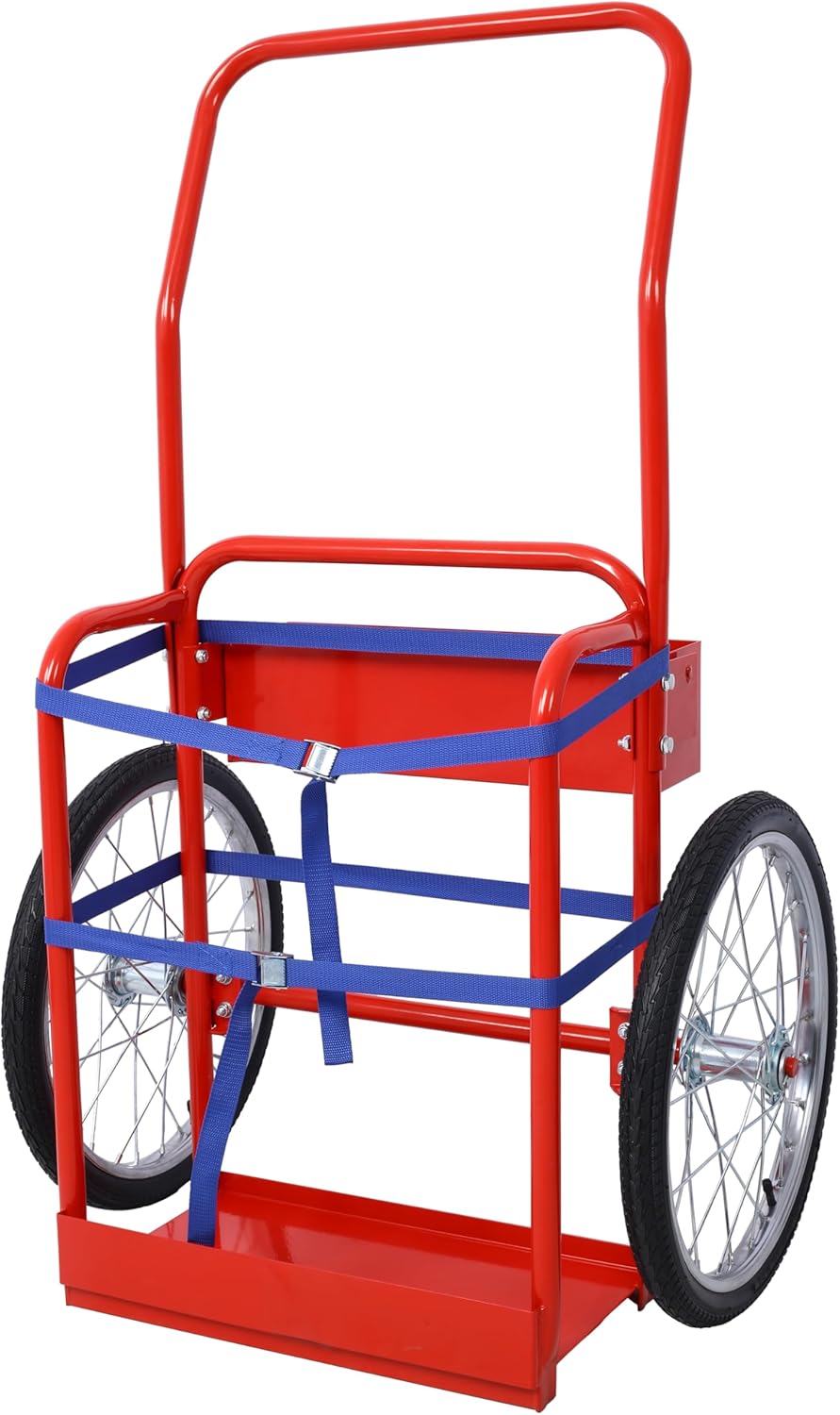 Anwick Heavy-Duty Dual Gas Cylinder Hand Truck - 220 LB Capacity Welding Cart, 20" Pneumatic Wheels & Secure Straps for Oxygen Acetylene Argon Tanks (Red)