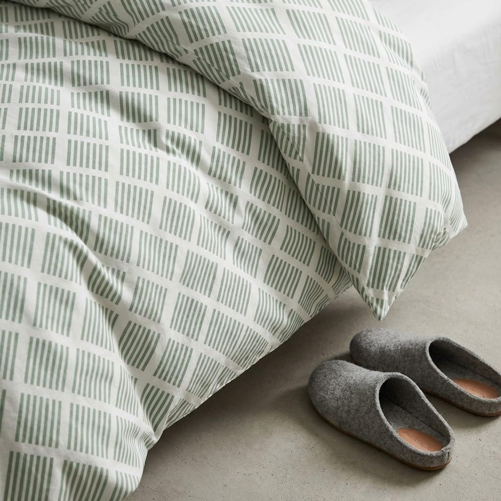 GAMUSI Juego Funda nórdica Cama 180 100% algodón - 2 Fundas Almohada 50x95 cm, geométrica Color Agua