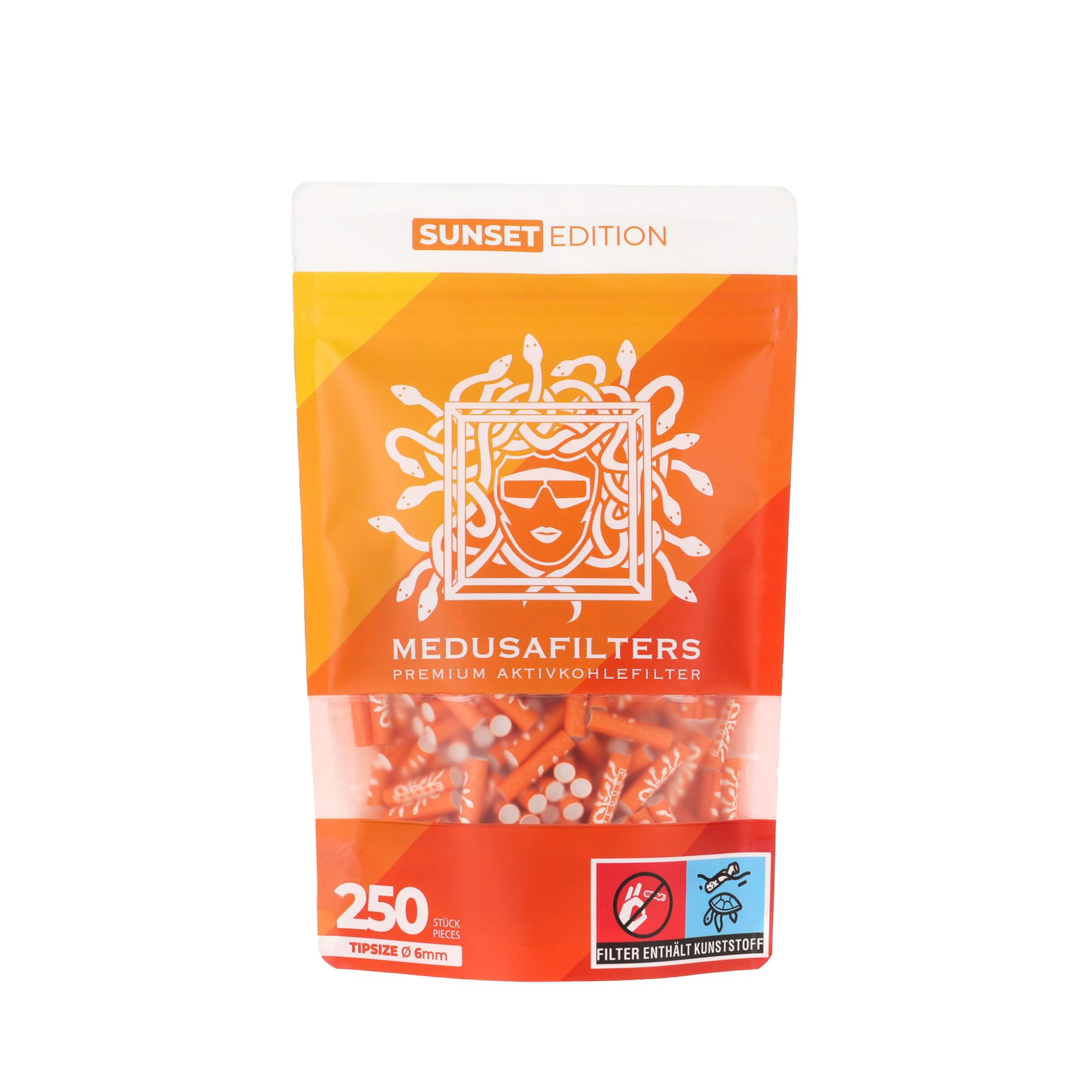 Medusafilters 250 filtres à charbon actif Ø 6 mm | Tip Size | ROSÉ Edition | avec des capuchons en fibres végétaliennes et du charbon actif pour moins de polluants