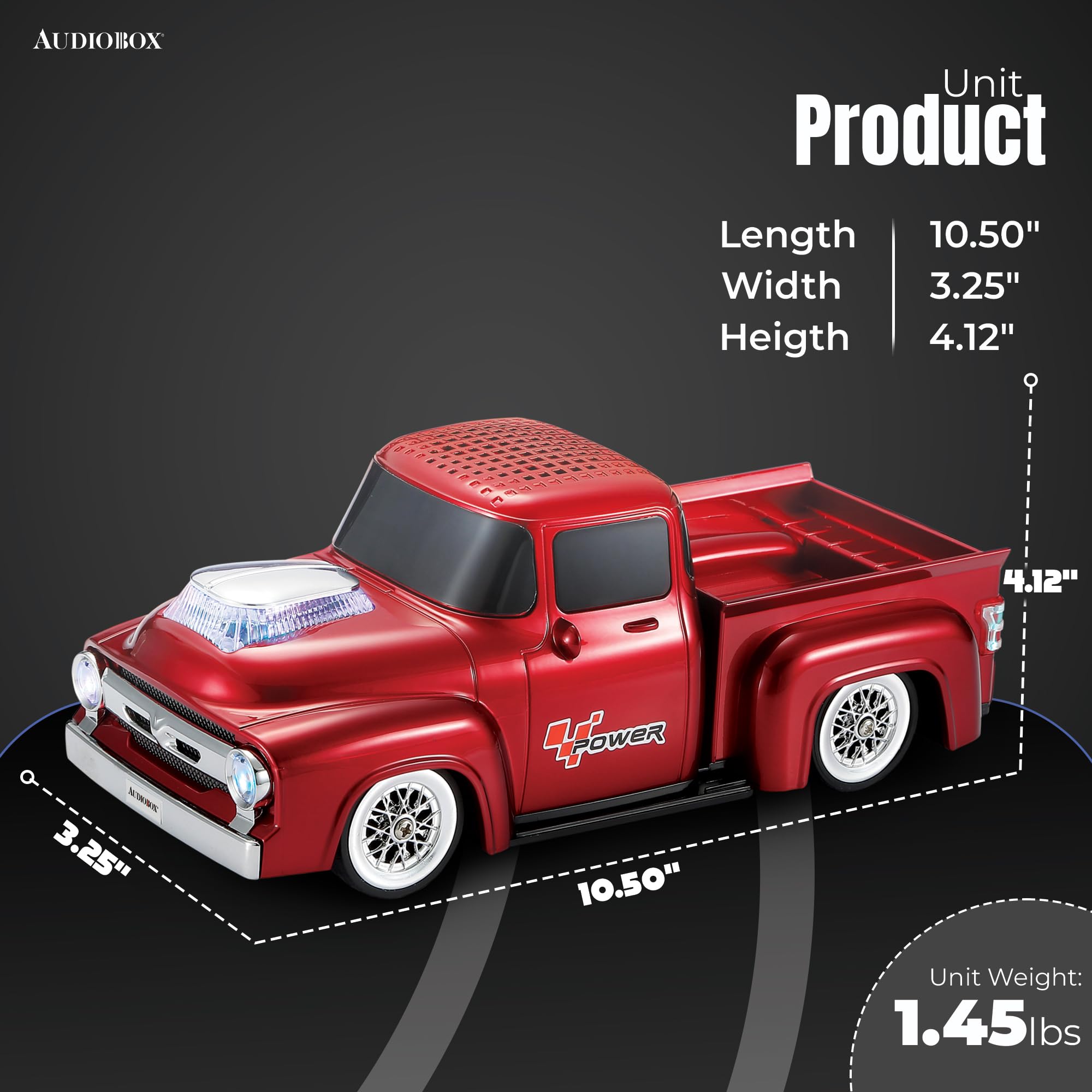 Audiobox SoundRides - Riproduzione di auto e camion con altoparlante Bluetooth, vivavoce, microfono integrato (Hot Rod Low Rider, nero)